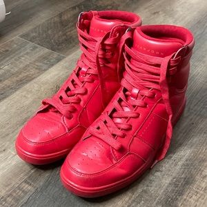 SeanJohn brand fire engine red shoes.